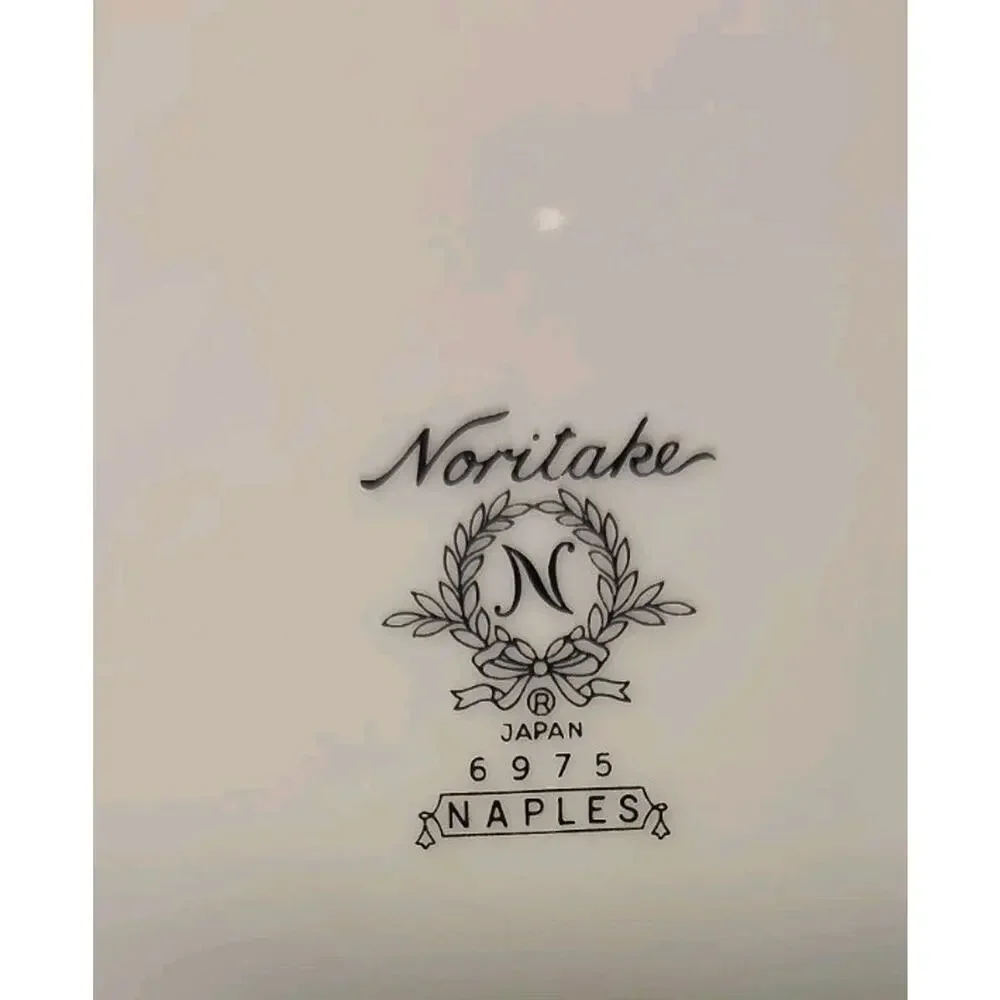 Noritake China Set Naples 6975 Set Of 2 Salad Plates Gray & White Floral Border